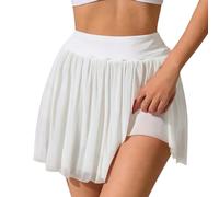 XFSRG Damen Rock Hohe Taille A Linie Skater Rock Minirock Sexy Ruffle Skirt Kurz Faltenrock Stretch Taille Ausgestellte Röcke（Weiß/S）