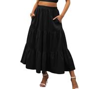 XFSRG Damen Röcke Sommerrock Lang Plisseerock für Damen Eleganter Faltenrock für Alltag und Freizeit(L)