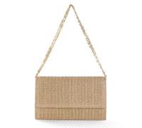 XFSRG Damen Stroh Clutch Handtasche mit abnehmbarem Schulterriemen Flache Korbtasche für den Sommer ideal für Strand oder Abendveranstaltungen