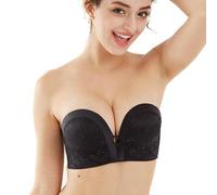 XFSRG Damen Trägerloser BH Push Up Bandeau Bra ohne Träger Nahtlos RüCkenfrei BH Unterwäsche mit Abnehmbare Träger Große Größen(Schwarz S)