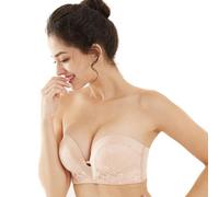 XFSRG Damen Trägerloser BH Push Up Bandeau Bra ohne Träger Nahtlos RüCkenfrei BH Unterwäsche mit Abnehmbare Träger Große Größen(Pale Nude S)