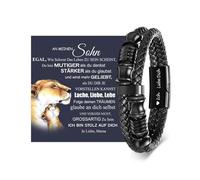 XFSRG Doppelreihiges Geflochtenes Leder Armband Herren aus Edelstahl mit Magnetverschluss Stilvolle Herren Armbänder Geschenk zum Geburtstag für Sohn Freund oder Mann (Schwarz)