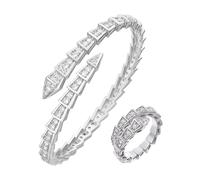 XFSRG Edelstahl Schlangenmanschette Armreif Chlange stapelbar Ringe Set Armband Verstellbarer Armring Armband Halloween Schmuck Für Elegante Anlässe