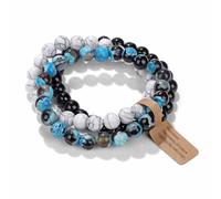 XFSRG Edelstein Armband Damen Onyx Howlith Türkis Elastisches Perlenarmband verstellbar Mehrschichtiges Armband Set Naturstein Energiearmband Yoga Schmuck Chakra Perlen (24 Blau)
