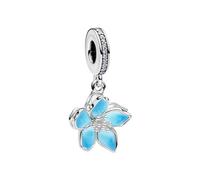 XFSRG Elegante Blumen Charm Anhänger für Damen Schmuck Bead Charms für Armband oder Halskette Hochwertiges Design für Alltag und besondere Anlässe (Blau)