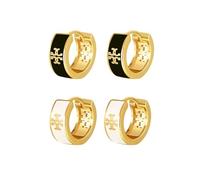 XFSRG Elegante Damenohrringe Set Goldene Ohrstecker mit Schwarz-Weiß Design Modische Ohrringe für Frauen Perfekt für Alltag und besondere Anlässe
