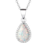 XFSRG Elegante Halskette mit Opal-Anhänger für Mädchen 925 Sterling Silber Kette Perfekt für Erstkommunion Geburtstagsgeschenk Konfirmation