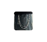 XFSRG Elegante Hosenkette Mit Perlen Und Strasssteinen Vielseitiger Kettengürtel Für Damen Und Herren Modisches Accessoire Für Alle Gelegenheiten (Silber B)