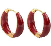 XFSRG Elegante Ohrringe Gold und Rot Emaille Creolen Schmuck für Damen Ohrringe Silber 925 für Festival und Alltag