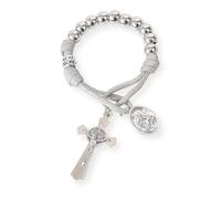 XFSRG Elegantes Katholisches Kreuz Rosenkranz Armband Mit Silbernen Perlen Für Damen Stilvolles Schmuckstück Für Jeden Anlass