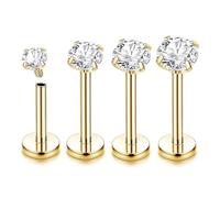 XFSRG Elegantes Nasen Piercing Ohrpiercing Tragus Titanstahl Labret Piercing Für Damen Und Herren(Gold)