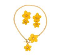 XFSRG Elegantes Schmuckset Damen Gold Mit Blüten Design Perfekt Für Hochzeit Und Besondere Anlässe (Gelb)