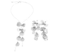 XFSRG Elegantes Schmuckset für Damen mit Blüten-Ohrringen und Halskette Perfekt für besondere Anlässe (Silber)