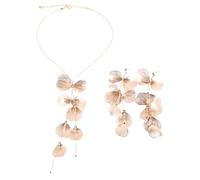 XFSRG Elegantes Schmuckset für Damen mit Blüten-Ohrringen und Halskette Perfekt für besondere Anlässe (Gold)