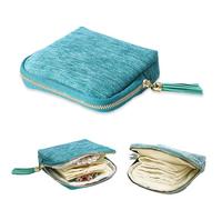 XFSRG Fransen Schmuckaufbewahrung Schmuckbeutel Organizer Tragbare Tasche Reise Schmuckkästchen mit Reißverschluss für Ringe Ohrringe Ketten Uhren(Pfauenblau)