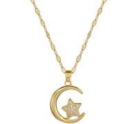 XFSRG Geburtstagsgeschenk für Frauen Mond und Stern Halskette Elegante Goldkette für Mädchen Einzigartiges Design für besondere Anlässe
