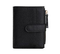 XFSRG Geldbörse Damen Leder Damen Geldbeutel Klein Weich Bequem Süß Münzfach Portemonnaie mit Zipper Brieftasche Vielen Fächern (Schwarz)