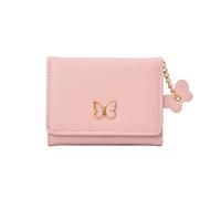 XFSRG Geldbörse Damen PU Elegante Schleife Süße Geldbeutel Glattem und Weichem Dreifach Gefaltet Mini Kurzer Portemonnaie(Rosa)