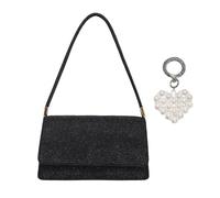 XFSRG Glitzernde Damen Handtasche Clutch Elegante Abendtasche Mit Perlendetails Perfekt Für Party Hochzeit Und Besondere Anlässe(Schwarz)