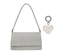 XFSRG Glitzernde Damen Handtasche Clutch Elegante Abendtasche Mit Perlendetails Perfekt Für Party Hochzeit Und Besondere Anlässe(Silber)