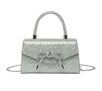 XFSRG Glitzernde Damen Handtasche Clutch mit Schleife Elegante Abendtasche für Partys und Hochzeiten Silberne Handtasche Damen Umhängetasche (Silber)