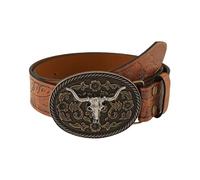 XFSRG Gürtel Herren Damen Western Stil Mit Stierkopf Schnalle Vintage Taillengürtel Für Freizeit Und Alltag (110cm)