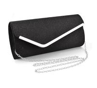 XFSRG Handtasche Damen Clutch Kettentasche Glitzer Abendtasche Elegante Envelope Tasche Crossbody Klein Umschlagtasche Brauttasche für Hochzeit Party Bankett Feiertage (Schwarz)