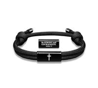 XFSRG Herren Armbänd Seilarmband Verstellbares Kreuz Armbander mit Edelstahl Anhänger Stilvolle Armbänd Männer Wasserdicht Glaubensschmuck als Geschenk zur Taufe und Konfirmation (Schwarz A)