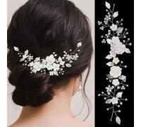 XFSRG Hochzeit Haarschmuck Braut Blume Blatt Kopfschmuck Braut Hochzeit Haarnadeln mit Perlen Hochzeits Haarschmuck für Frauen Mädchen und Blumenmädchen