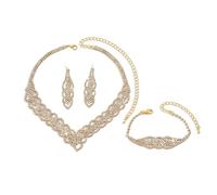 XFSRG Hochzeit Schmuckset für Damen Halskette Ohrringe Armband Set Schmuck Set mit Zirkonia für Abendveranstaltungen und besondere Anlässe