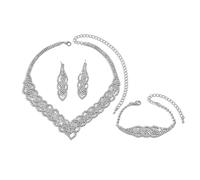 XFSRG Hochzeit Schmuckset für Damen Halskette Ohrringe Armband Set Schmuck Set mit Zirkonia für Abendveranstaltungen und besondere Anlässe