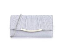 XFSRG Kettentasche Clutch Damen Glitzer Abendtasche mit Abnehmbarer Kett Frauen Kettentasche für Hochzeit Party Cocktail Abschlussball（Silber）