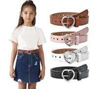 XFSRG Kindergürtel Mädchen,4 Stück PU Leder Hosengürtel mit Herzschnalle Verstellbarer Gürtel für Jeans Kindermode Accessoires