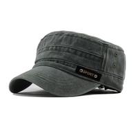XFSRG Military Cap Unisex Vintage Flat Top Army Cap mit Distressed Look Schildmütze Herren und Damen für Outdoor und Sonnenschutz (Grün)