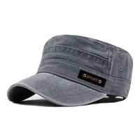 XFSRG Military Cap Unisex Vintage Flat Top Army Cap mit Distressed Look Schildmütze Herren und Damen für Outdoor und Sonnenschutz (Grau)