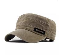 XFSRG Military Cap Unisex Vintage Flat Top Army Cap mit Distressed Look Schildmütze Herren und Damen für Outdoor und Sonnenschutz (Khaki)