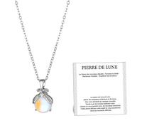 XFSRG Mondstein Kette Damen Glühwürmchen Anhänger Kristallklar Halskette Edelstahl Verstellbar Elegantes Accessoire