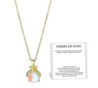 XFSRG Mondstein Kette Damen Glühwürmchen Anhänger Kristallklar Halskette Edelstahl Verstellbar Elegantes Accessoire