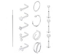 XFSRG Nasenpiercing für Frauen Männer Set 13 Stück Edelstahl Nasenring und Nasenstecker Funkelnde Zirkonias Minimalistisch bis Luxuriös Vielseitig kombinierbar für Trendy Look