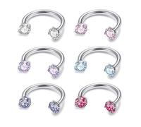 XFSRG Nasenpiercing Ringe U-förmig Kristall Septum Piercing Edelstahl Helix Ohr Schmuck Körperschmuck Tragus Piercing Nasenring für Damen Herren