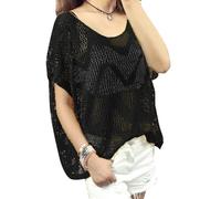 XFSRG Netzoberteil Gestrickte für Damen Strandkleid Bikini Cover Up Sexy Tee Tops Camisole Sommer Vertuschen Bikinibluse Basic Bluse