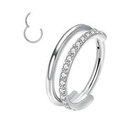 XFSRG Nostril Piercing Stecker Kristall Doppelring Silber Nasenstecker Nasenpiercing Schmuck für Damen Herren (Silber)