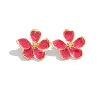 XFSRG Ohrringe Damen Blumenform Ohrstecker Gold Earrings Blumen Schmuck Ohrschmuck Stecker Ohrhänger Ohrring Set Vintage Ohringe Blüte für Frauen Mädchen Geburtstag Hochzeit Geschenk (Rot)