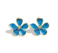 XFSRG Ohrringe Damen Blumenform Ohrstecker Gold Earrings Blumen Schmuck Ohrschmuck Stecker Ohrhänger Ohrring Set Vintage Ohringe Blüte für Frauen Mädchen Geburtstag Hochzeit Geschenk (Blau)