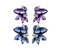 XFSRG Ohrringe Damen Kristall Blumen Design Ohrstecker Elegante Schmuck Accessoires für Mädchen (Lila+Blau)