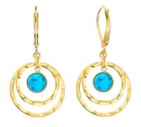 XFSRG Ohrringe Damen Ohrstecker Kreis Doppelkreis mit Türkis Hängeohrringe Hoop Earrings Boho Schmuck Natursteinen Ohrschmuck für Frauen Mädchen (Gold)