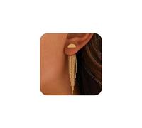 XFSRG Ohrringe für Frauen 14K Gold Lange Elegante Tropfen Kreisförmige Fransen Ohrringe Feiner Anhänger Party Schmuck Geschenk für Sie Schmuck Frauen (Gold A)
