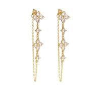 XFSRG Ohrringe Gold Hängend 14K Vergoldet Lange Ohrhänger mit Funkelnden Zirkonia Hypoallergen Ohrstecker für Damen Mädchen Party Hochzeit Alltag Modeschmuck