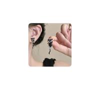 XFSRG Ohrstecker Katzen Cute Cat Versilberte Ohrringe für Katzen Liebhaber Schwarze Katze Ohrstecker Tiere Schmuck Geschenk für Mädchen Frauen Damen