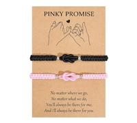 XFSRG Partner Armbänder Kabbalah Glücks Amulett Armband Verstellbar Freundschaftsarmband Geschenk für Freund Freundin Ehemann Frau Familie Freunde (Rosa + Schwarz)